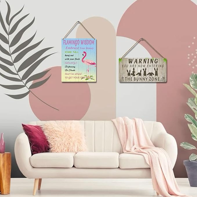 Easter Rabbit Sign Funny Bunny Wall Art Decor Rustic Bunny Wood Signs for Home Decorations Rabbit Lover Gifts for Women The Bunny Zone Sign 12x6 Inch