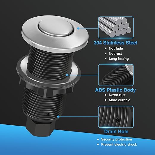 Garbage Disposal Air Switch Kit, UL Certified Professional Garbage Disposal Switch Button Power Module, Sink Top Waste Disposer On/Off Switch
