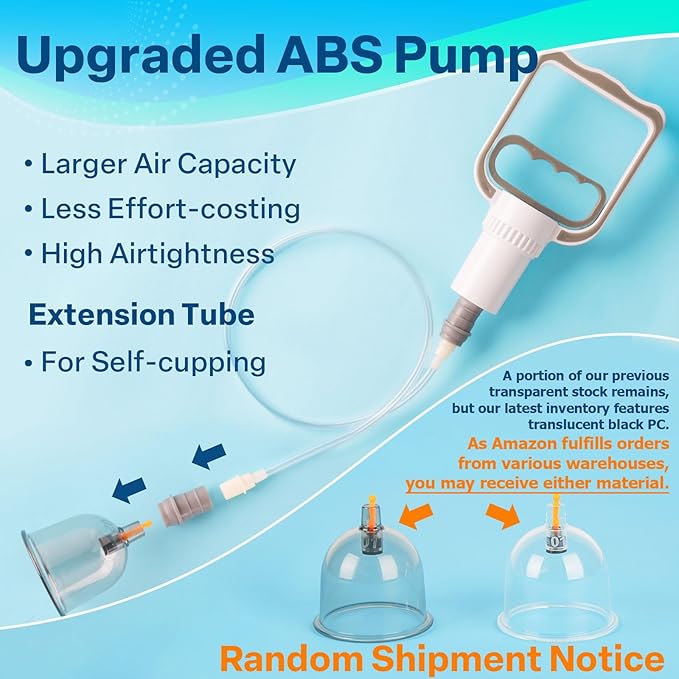 Cupping Kit, Cupping Therapy Sets Massage Back, Pain Relief, Physical Therapy, Chinese Muscle Cupping Tool with Pump & Vacuum Silicone Cups for Cellulite Reduction at Home