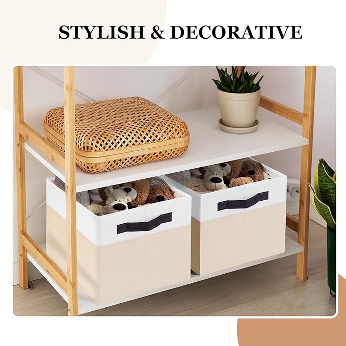 Criusia 8 Pack Large Storage Basket, Fabric Blanket Basket Living Room, Toy Organizers and Storage with Handles for Kids, Laundry Basket for Clothes Towel, Yarn and Craft Storage Bins (14L*10W*9.5H)