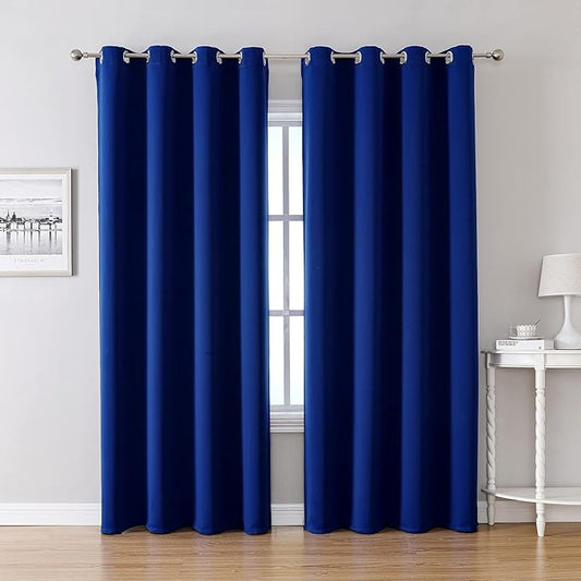 ChrisDowa Grommet Blackout Curtains for Bedroom and Living Room - 2 Panels Set Thermal Insulated Room Darkening Curtains (Royal Blue, 52W x 95L)