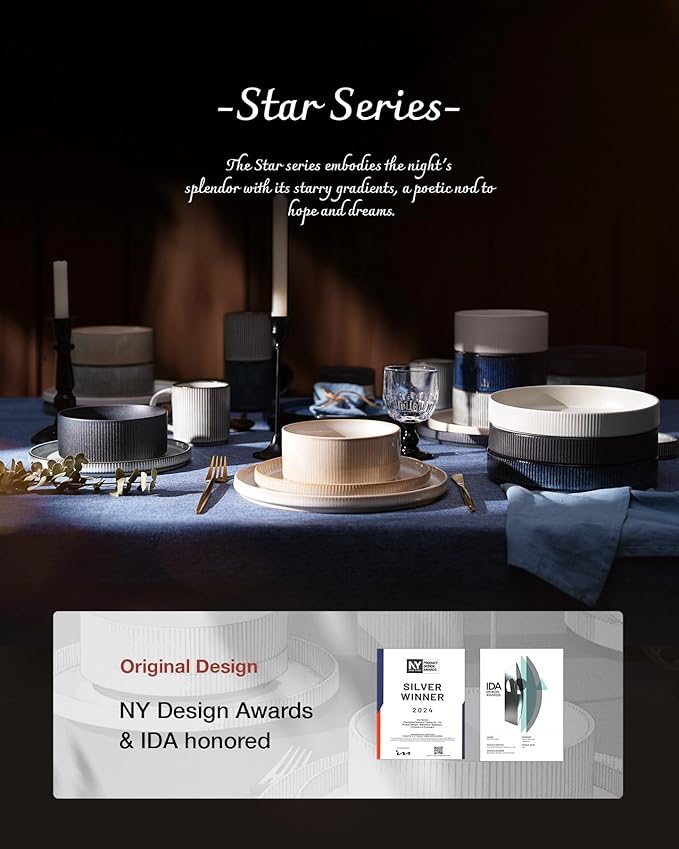 famiware Coffee Mug Set for 4, Star 12 oz Catering Mugs Cup Set with Handle for Coffee, Tea, Cocoa, Milk - Ceramic Stoneware Drinkware Set, Matte Dark Charcoal