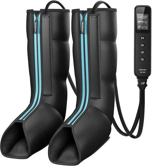 CINCOM Leg Massager for Circulation and Pain Relief, Air Compression Massager for Foot and Leg Helpful for Lymphedema Edema Restless and Relaxation Birthday Gift for Women Men