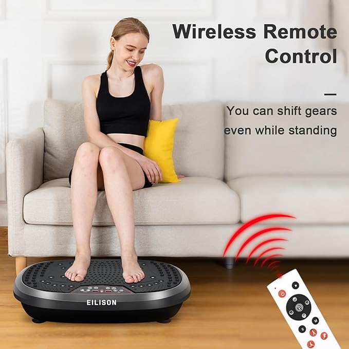 EILISON FitMax 3D XL Vibration Plate Exercise Machine - Whole Body Workout Vibration Platform w/Loop Bands - Lymphatic Drainage Machine for Weight Loss, Shaping, Wellness, Recovery