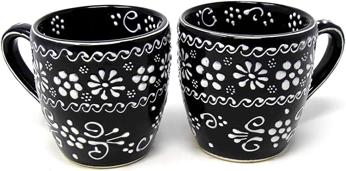 Encantada Handmade Hand-Painted Authentic Mexican Pottery Mugs (1-Pack, Ink)