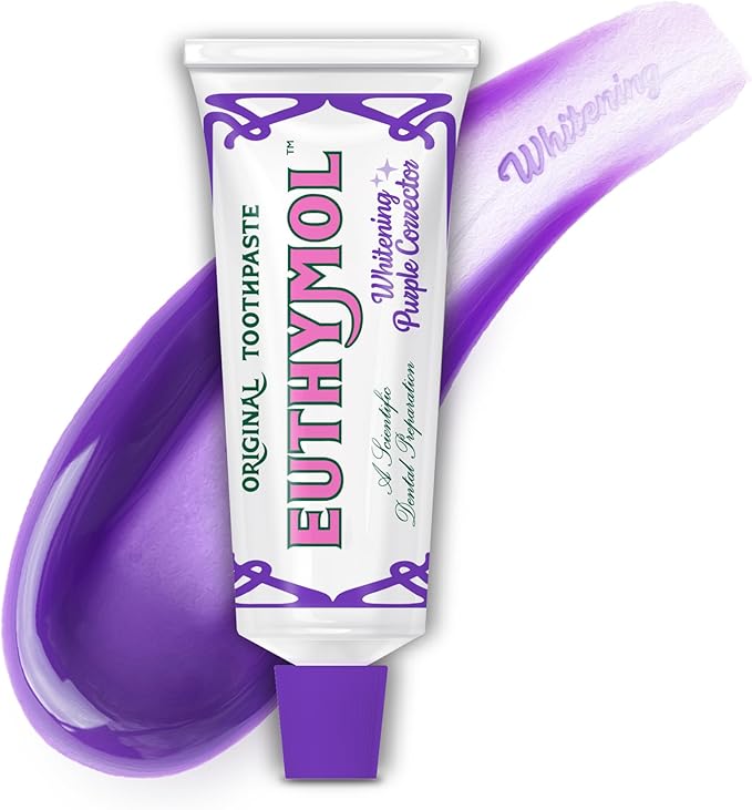 Euthymol Purple Whitening Toothpaste (3.7 fl oz) – for Yellow & Sensitive Teeth | Violet Tone-Up Formula, Instantly Brightens, 24H Stain Defense, Long-Lasting Fresh Breath