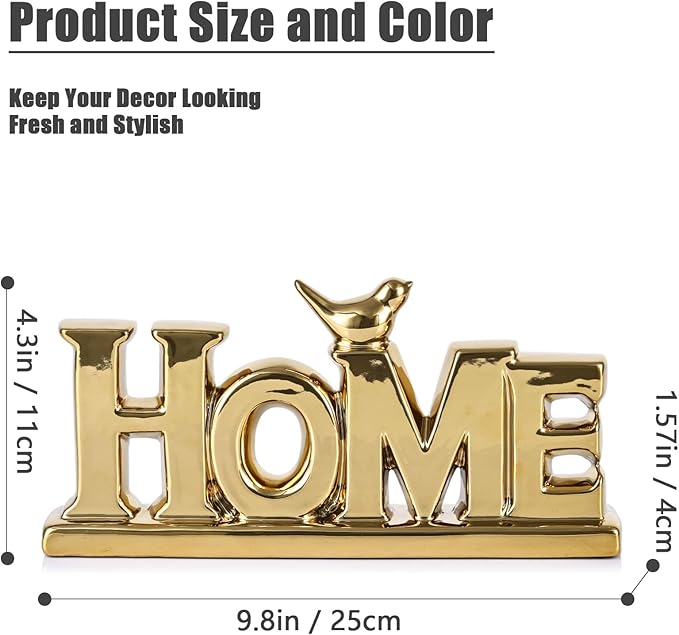 Gold Love Sign Statue - Personalized Home Decor, Bird Sculpture for Living Room, Bedroom, Desktop & Cabinets