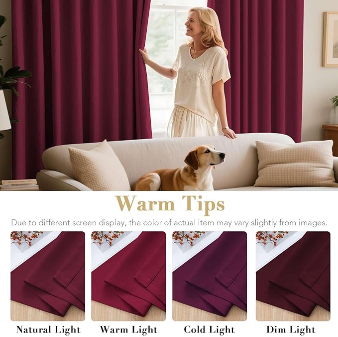 H.VERSAILTEX Curtains Ultra Sleep Well Microfiber Blackout Thermal Insulated Grommet Drapery Panels Energy Efficient Window Curtains/Drapes for Christmas (Set of 2, Burgundy, 52 x 96 Inch)