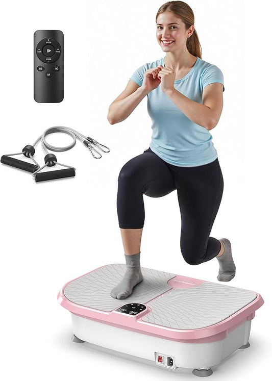 FEIERDUN Vibration Plate Exercise Machine, 400 LBS Capacity Vibration Plate for Lymphatic Drainage, Max Space for Whole-Body Workout & Relaxation at Home
