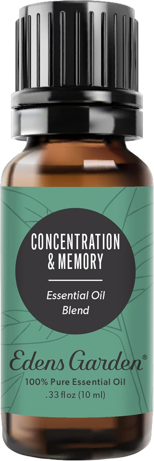 Edens Garden Concentration & Memory Essential Oil Blend- 100% Pure Premium Grade, Undiluted, Natural, Therapeutic, Aromatherapy, The Best for Diffusing, Kid Safe, Humidifiers, Skin 10 ml (.33 fl oz)