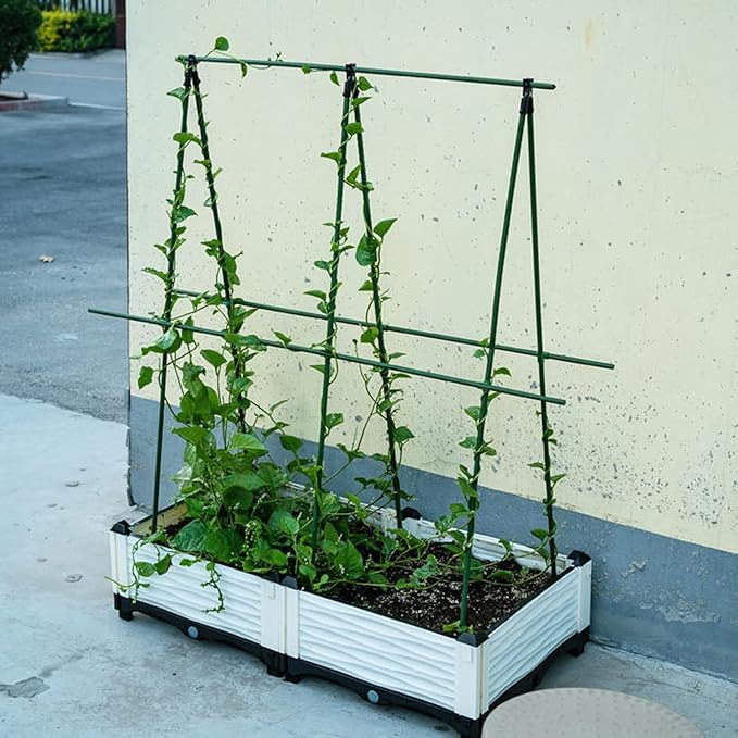 Garmeinea Garden Stakes 24 Inches Plastic Coated Steel Plant Stakes for Growing Climbing Plants, Pack of 25