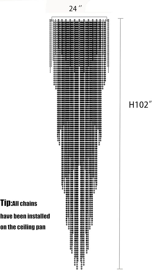 Flashing God H102'' High Ceiling Chandeliers for Entryway Modern Crystal Chandelier Large Foyer Chandeliers Modern Raindrop Chandelier for Villa Staircase,Pendant Light Fixtures