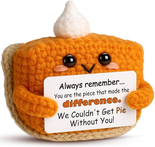 Crochet Appreciation Pumpkin Pie - Farewell Gifts for Coworkers, Bosses, Employees, Volunteers, Teachers, Mini Fall Office Decor for Leaving, Going Away, New Beginning, Retirement, Thank You