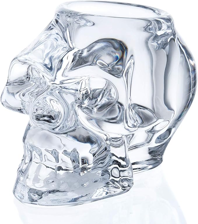 Diamond Star Glass Candle Holder Skull Halloween Tealight Candle Holder Decorative Votive Candle Holders for Home Party (clear)