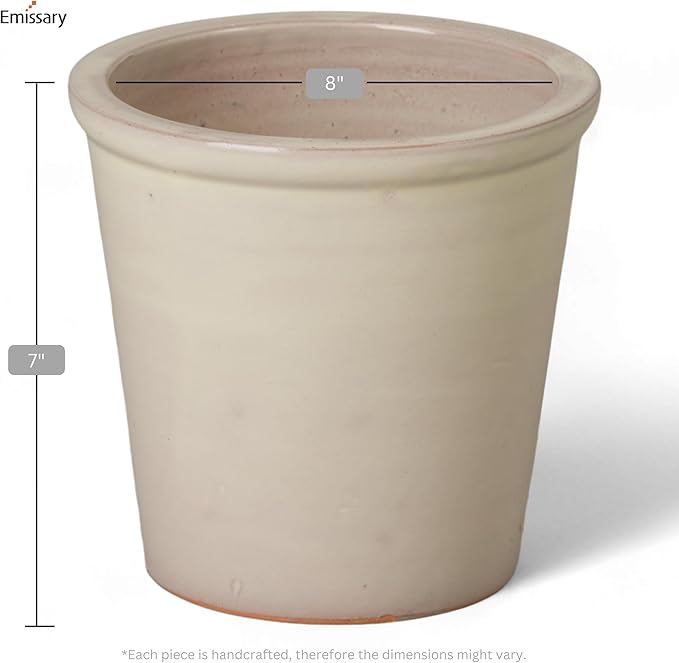 Emissary Round Stoneware Planter (Parent SKU 12012) (Cream, 8" D x 7" H)