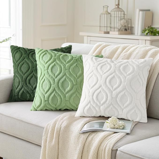 decorUhome Throw Pillow Covers 12x20 Inch Set of 2, Soft Plush Decorative Faux Fur Cream Beige Solid Couch Pillow Covers, Accent Farmhouse Neutral Lumbar Euro Pillow Cases for Sofa Bed Living Room