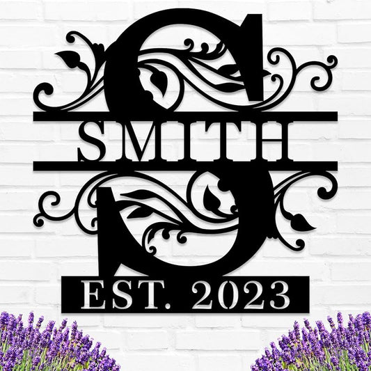 Custom Metal Name Sign | Personalized Metal Signs | Split Letter Monogram Wall Decor | Last Name Sign | Family Name Sign | Anniversary Wedding Gift | Outdoor Metal Art | Housewarming Gift