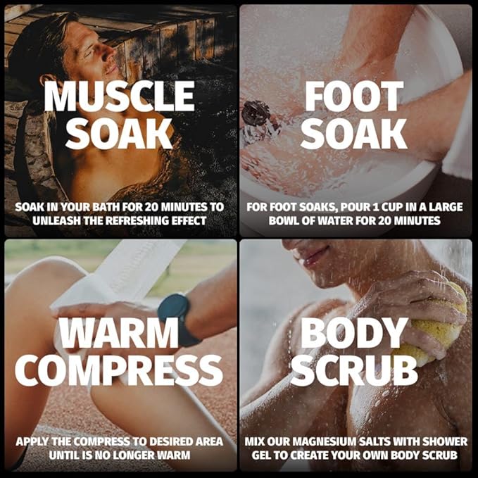 Coach Soak Recovery Bath Soak - Alternative to Epsom Salt Bath Soak - Fast-Absorbing Pure Magnesium Flakes with 21 Minerals, Bath Salts & Essential Oils - 3 lb (1 Pack) - Cooling Peppermint