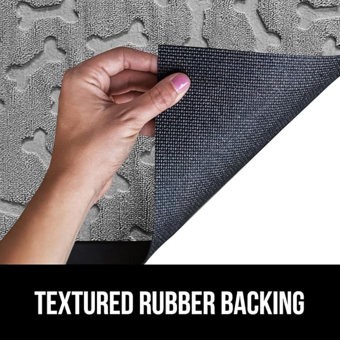 GORILLA GRIP 100% Waterproof All-Season WeatherMax Doormat 35x23, US Designed Natural Rubber, Stain and Fade Resistant, Low Profile Indoor Outdoor Door Mats, Easy Clean Patio Mat, Light Gray Bones