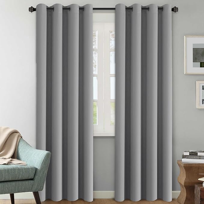 H.VERSAILTEX Blackout Curtains for Bedroom 108 Inches Length, Extra Long Thermal Insulated Grommet Curtains, Room Darkening Window Treatment Draperies/Panels for Living Room, Dove Gray, 2 Panels
