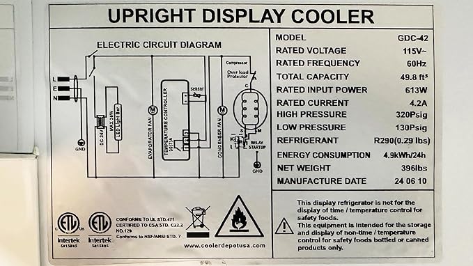 Commercial 3-Door Display Refrigerator, 49.8 cu.ft, LED Lighting, Dynamic Cooling, ETL Listed, Black GDC-42
