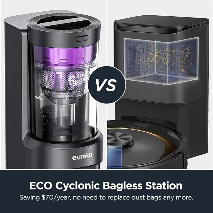 Eureka Robot Vacuum with Bagless Self Emptying Station, 2 in 1 Robotic Vacuum and Mop Combo, 60-Day Capacity, 4000Pa Suction, Auto Lifting Mop, LiDAR Navigation,NER E10s