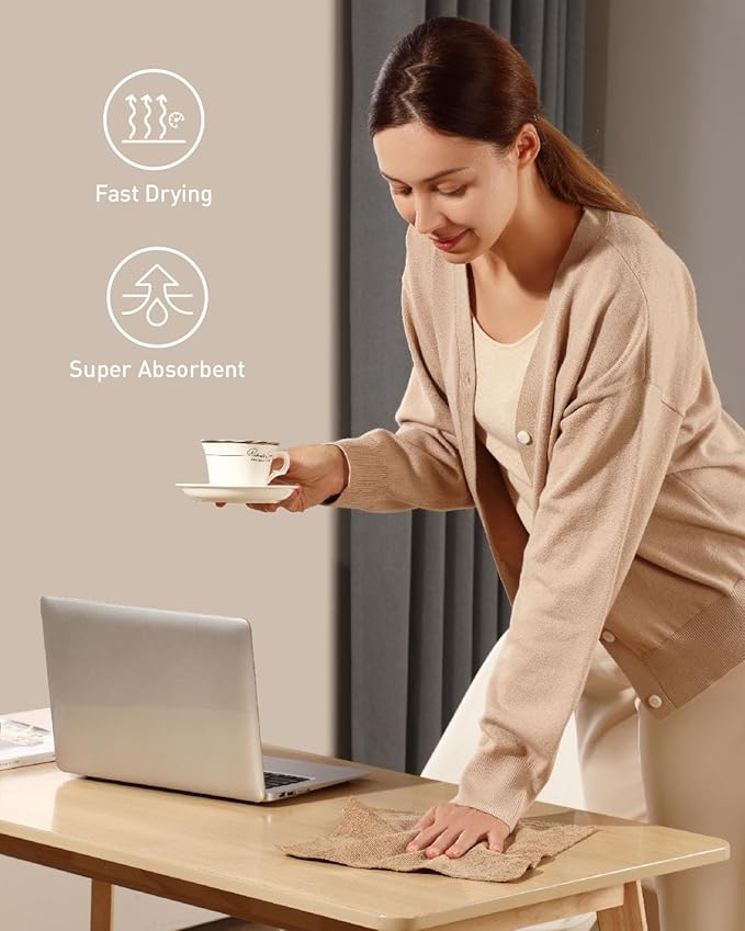 Fantasticlean Microfiber Cleaning Cloth Roll -40 Pack, Tear Away Microfiber Towels, 12" x 12", Reusable, Washable, Scratch Free, Ultra Absorbent Dish Rags for Car, Home, Garage or Shop (TAN)