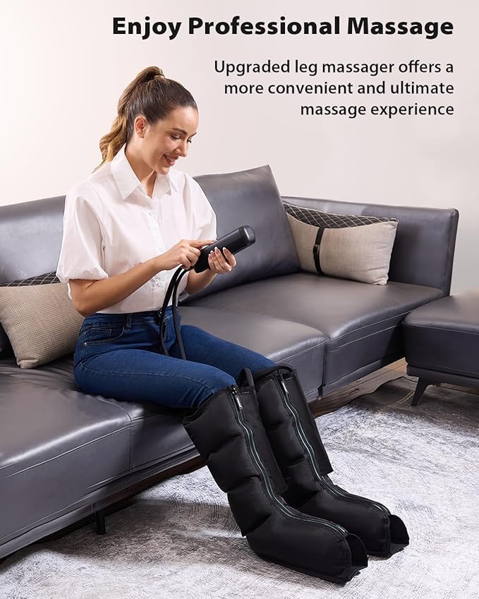 CINCOM Leg Massager for Circulation and Pain Relief, Air Compression Massager for Foot and Leg Helpful for Lymphedema Edema Restless and Relaxation Birthday Gift for Women Men