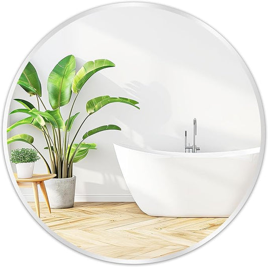 Fabuday Silver Circle Mirror for Wall 20 inch - Round Mirror for Bathroom, Entryway, Living Room, Hallway, Bedroom Decor, Small Matte Frame Mirrors