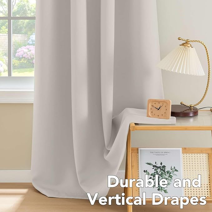 H.VERSAILTEX Ivory Curtains for Bedroom Window Treatment Blackout Thermal Insulated Room Darkening Solid Grommet Curtains/Drapes for Living Room (Set of 2 Panels, 52 by 84 Inch Long, Ivory/Cream)