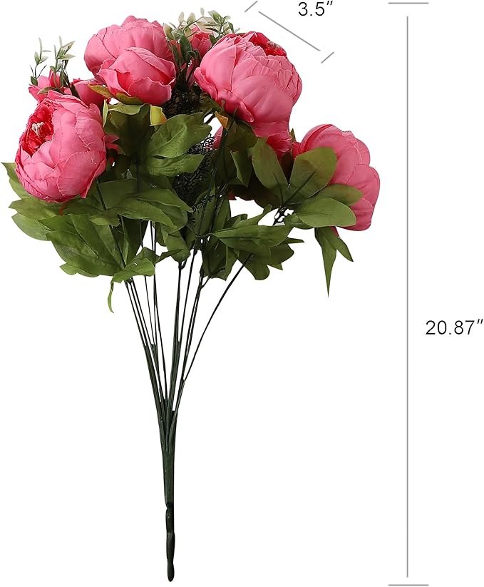 Duovlo Springs Flowers Artificial Silk Peony Bouquets Wedding Home Decoration,Pack of 1 (Spring Pink)