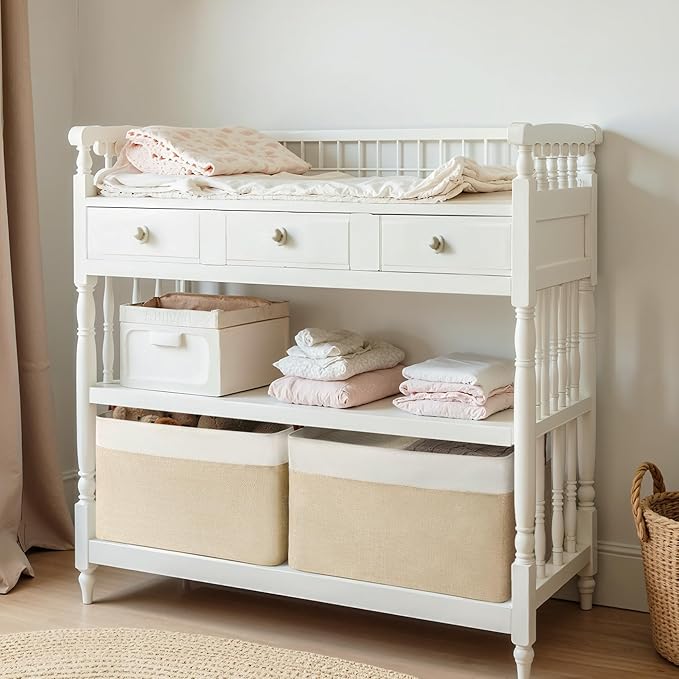 GRANNY SAYS Storage Baskets for Shelves, Closet Organizer Bins, Clothes Storage Bins with Metal Frame, Extra Large Baskets for Organizing and Storage, Collapsible, Khaki, 2-Pack