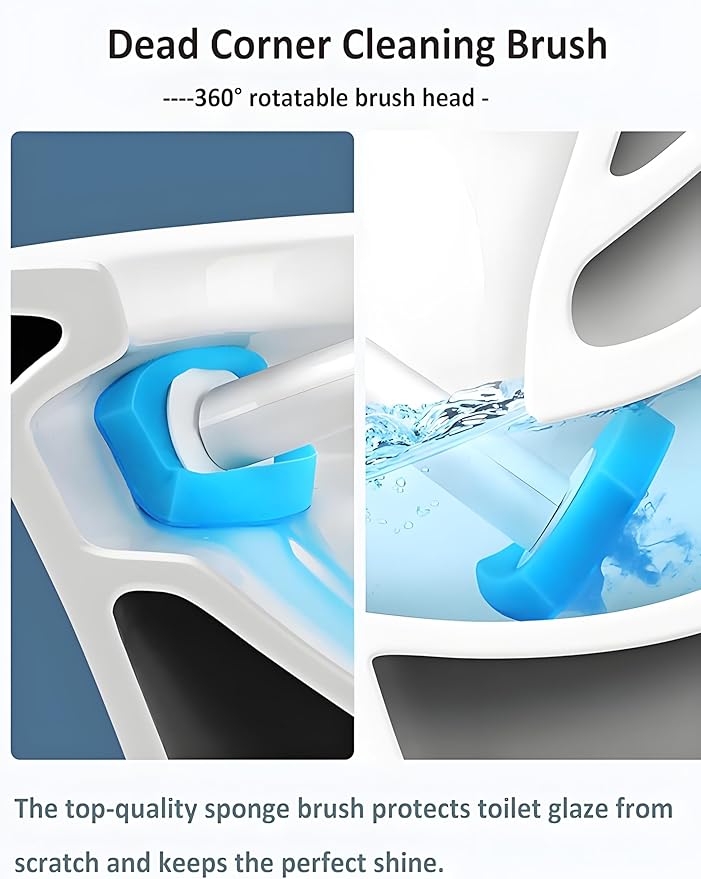 Disposable Toilet Brush with 40 Wand Refill Heads - KIRIKIT Wall-Mounted Toilet Brush and Holder Bowl Cleaner Set with 3 Scents for Deep Cleaning and Hygienic Bathroom Toilet Cleaning System