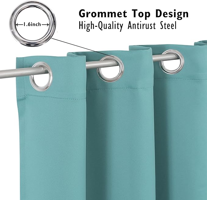 ChrisDowa Blackout Curtains 102 inches Long for Bedroom - 2 Panels Set Grommet Thermal Insulated Room Darkening Curtains for Living Room (Aqua, 52 x 102 Inch)