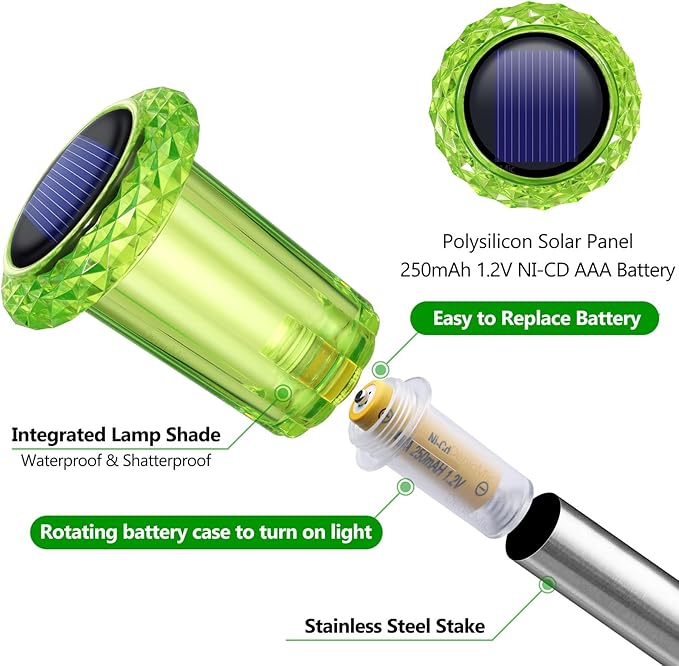 DenicMic Halloween Solar Lights Outdoor 10 Pack Green LED Waterproof Yard Garden Patio Backyard Pathway Walkway Landscape Lawn Outside Halloween Decorations Outdoor