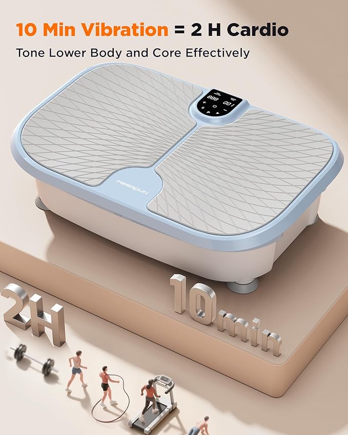 FEIERDUN Vibration Plate Exercise Machine, 400 LBS Capacity Vibration Plate for Lymphatic Drainage, Max Space for Whole-Body Workout & Relaxation at Home
