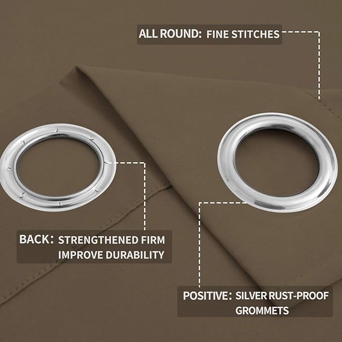 Easy-Going Blackout Curtains for Bedroom, Solid Thermal Insulated Grommet and Noise Reduction Window Drapes, Room Darkening Curtains for Living Room, 2 Panels (52x108 in,Natural)