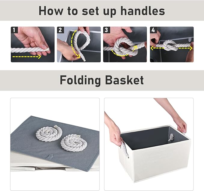 Closet Storage Bins, Linen Closet Organizers and Storage Basket for Shelves, Collapsible Shelf Baskets for Organizing Shelves, Bedroom Clothes Basket, Beige, 3 Pack