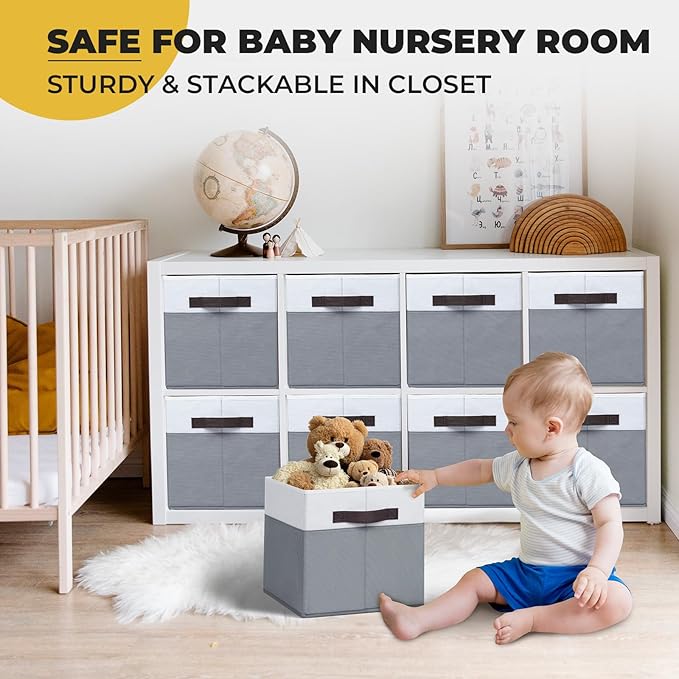 Criusia Storage Cubes -11 inch Closet Organizers and Storage Bins for Clothes -6 Pack Fabric Storage Baskets for Shelves, Cube Organizer/ Toy Storage Organizer/ Dorm Room Essentials/ HouseWarming Gift