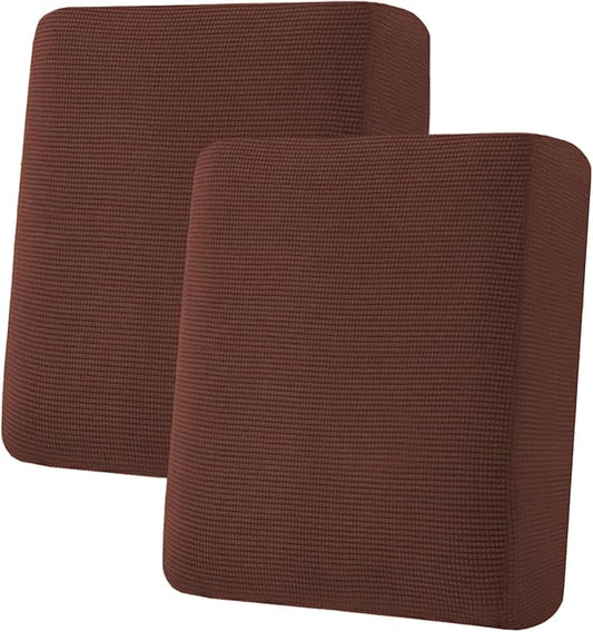 H.VERSAILTEX Super Stretch Individual Seat Cushion Covers Sofa Covers Couch Covers Slipcover Sets Thick Jacquard Textured Twill Fabric (2 Piece Medium Sofa Cushion Covers, Burnt Brick)