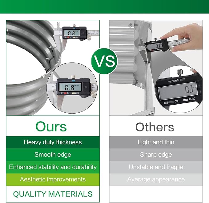 Gardmax Galvanized Raised Garden Bed, Lightweight Planter Boxes Outdoor with Easy Assembly, Large Garden Bed for Vegetables, Fruits, Flower Light Green 8x2x1.8FT