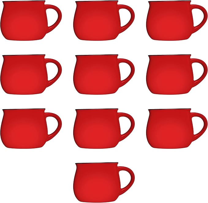 DISCOUNT PROMOS Glazed Campfire Coffee Mugs 12 oz. Set of 10, Bulk Pack - Perfect for Coffee, Tea, Espresso, Hot Cocoa, Other Beverages - Red