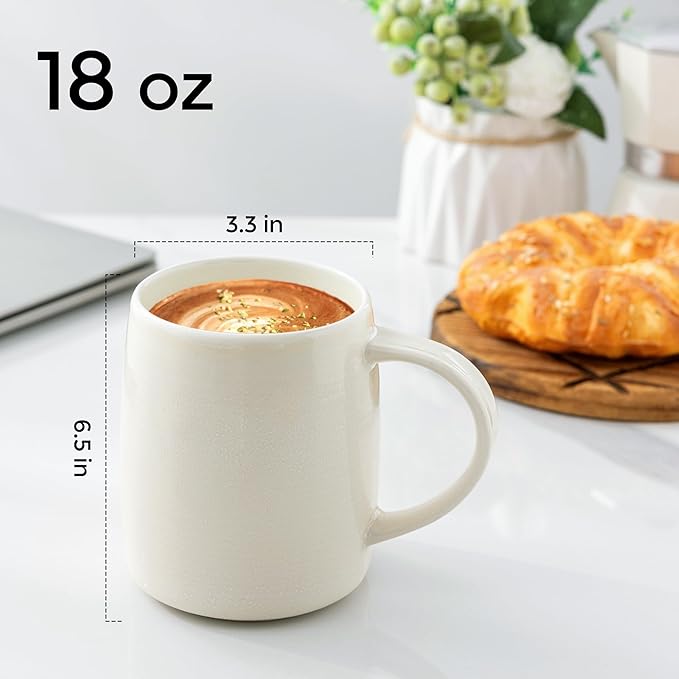 GBHOME Large Coffee Mugs Set of 6, 18oz Handmade Ceramic Coffee Mugs Set with Gradient color for Latte/Tea/Beer/Hot Cocoa, Dishwasher & Microwave Safe