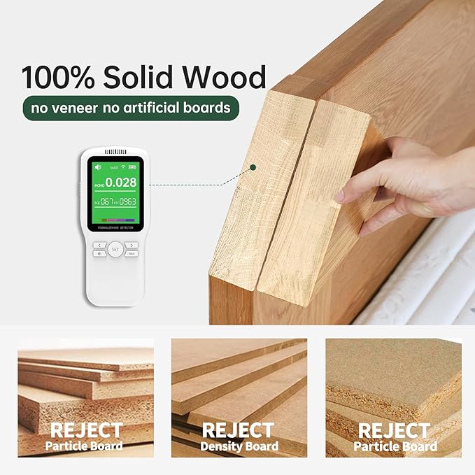 100% Solid Oak Wood Coffee Table Set, Round Coffee Table Combo Side Table w/Solid Wood Legs, Mid Century Table Sturdy Tables for Bedroom Balcony Living Room (Natural, Big-Medium Combo)