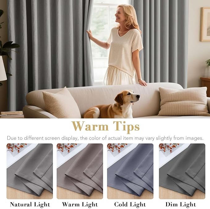 H.VERSAILTEX Blackout Curtains for Bedroom Thermal Insulated Room Darkening Living Room Curtains 63 Inch Long Grommet Privacy Protection Window Curtain Panels/Drapes for Nursery, 2 Panels, Dove Grey