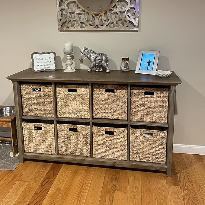 10.5 x 10.5 Storage Cubes – Water Hyacinth Wicker Baskets for Organizing, Wicker Storage Cubes, Storage Baskets for Shelves (4 Packs 10.5in)