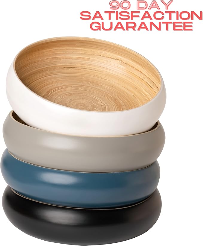 Fruit Bowl For Kitchen Counter, Decorative Bowl, Large Serving Bowl Or Fruit Basket For Kitchen Spun Bamboo (Blue)