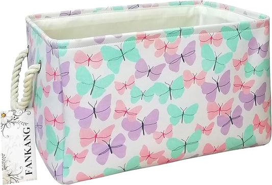 FANKANG Rectangular Laundry Basket Nursery Storage Fabric Storage Bin Storage Hamper,Gift Baskets (Butterfly)