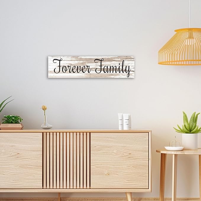 CHAOSETKEN Custom Text Sign Wall Art Personalized Family Quote Wall Decor Family Sign Canvas Prints Customized Wood Text Quote Pictures Rustic Farmhouse Decor Framed (16L x 4W)