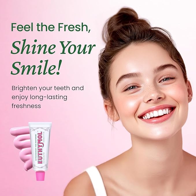 EUTHYMOL Whitening Toothpaste (3.7fl oz*2, Pack of 2) - Stain Removal in 2 Weeks, Long-Lasting Freshness for Sensitive Gum & Teeth. Bad Breath, Cavity Prevention. Recyclable Aluminum Tube